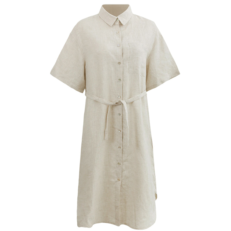 NTG Fad Linen Mid-Length Shirt Skirt Literary Temperament Dress