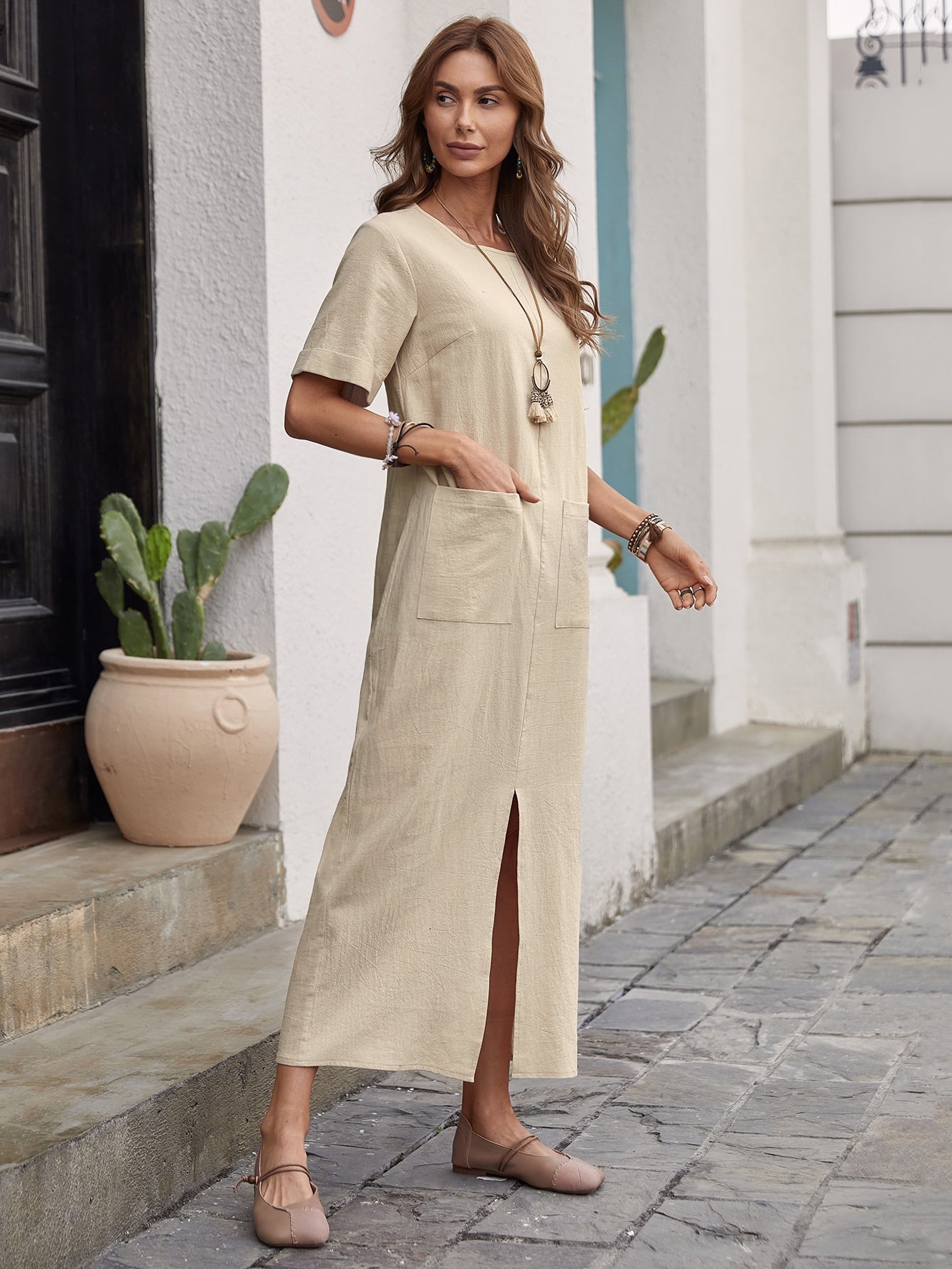 NTG Fad Linen Pocket Tunic Dress