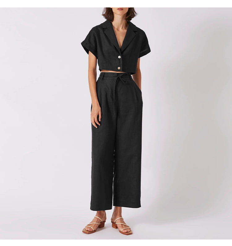 NTG Fad Linen Wide-Leg Pants Drape Commuter Cotton And Linen Suit Pants