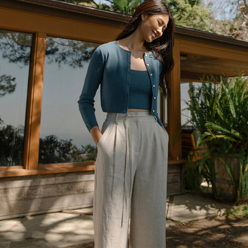 NTG Fad Linen Wide-Leg Pants Drape Commuter Cotton And Linen Suit Pants