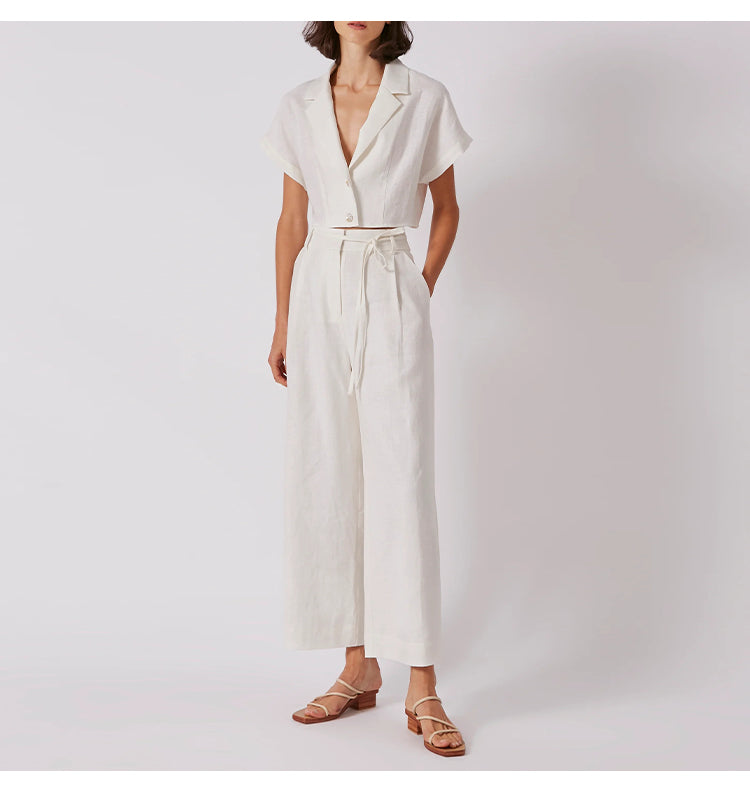 NTG Fad Linen Wide-Leg Pants Drape Commuter Cotton And Linen Suit Pants