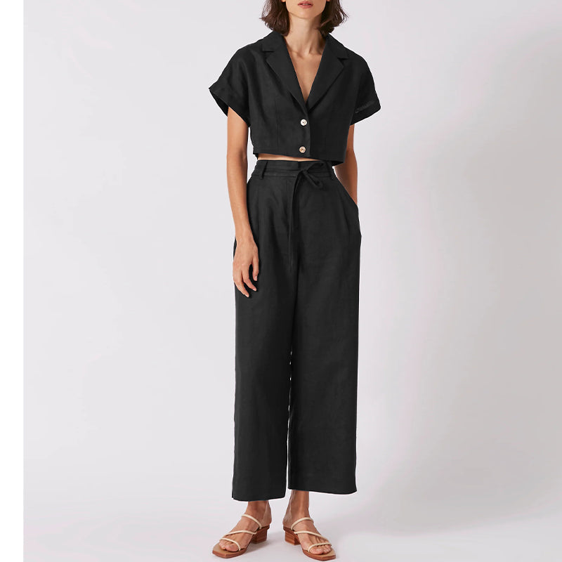 NTG Fad Linen Wide-Leg Pants Drape Commuter Cotton And Linen Suit Pants