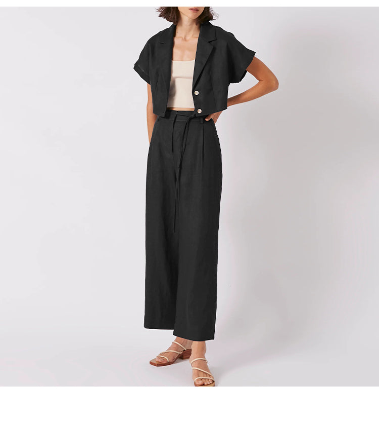 NTG Fad Linen Wide-Leg Pants Drape Commuter Cotton And Linen Suit Pants