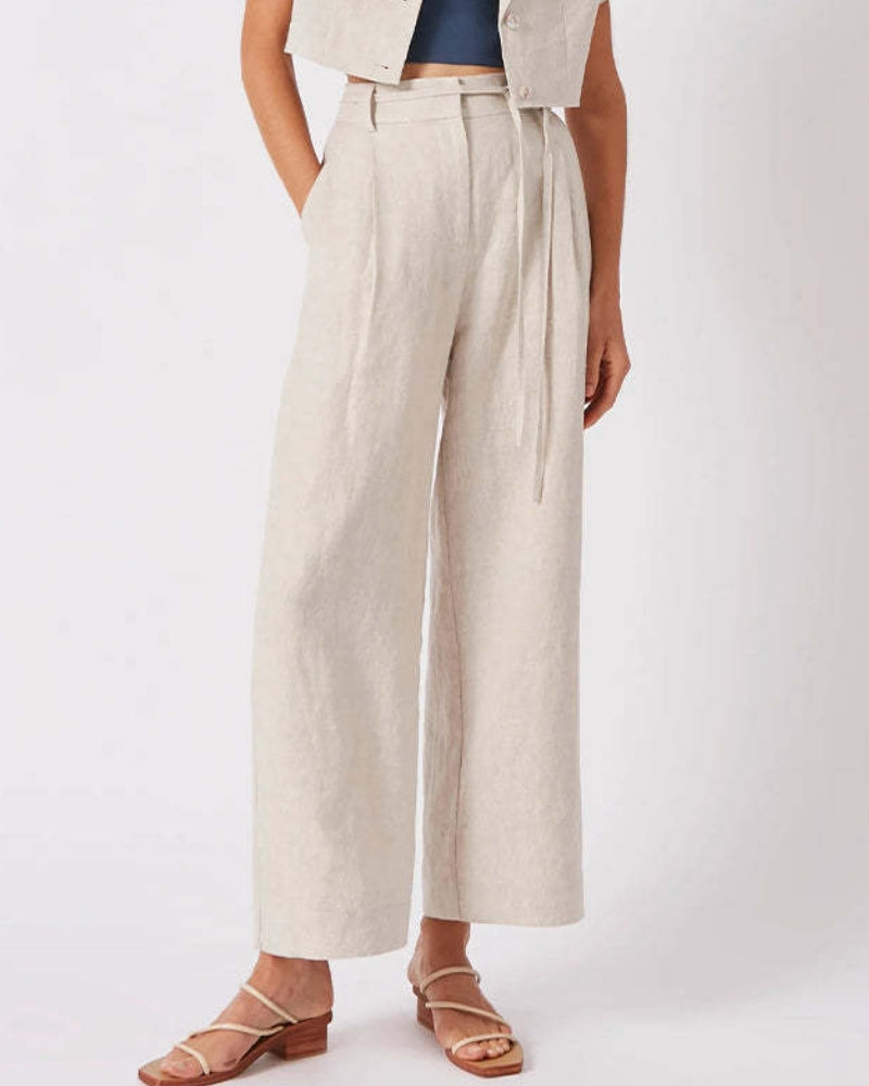 NTG Fad LINEN WIDE-LEG PANTS DRAPE COMMUTER COTTON AND LINEN SUIT PANTS