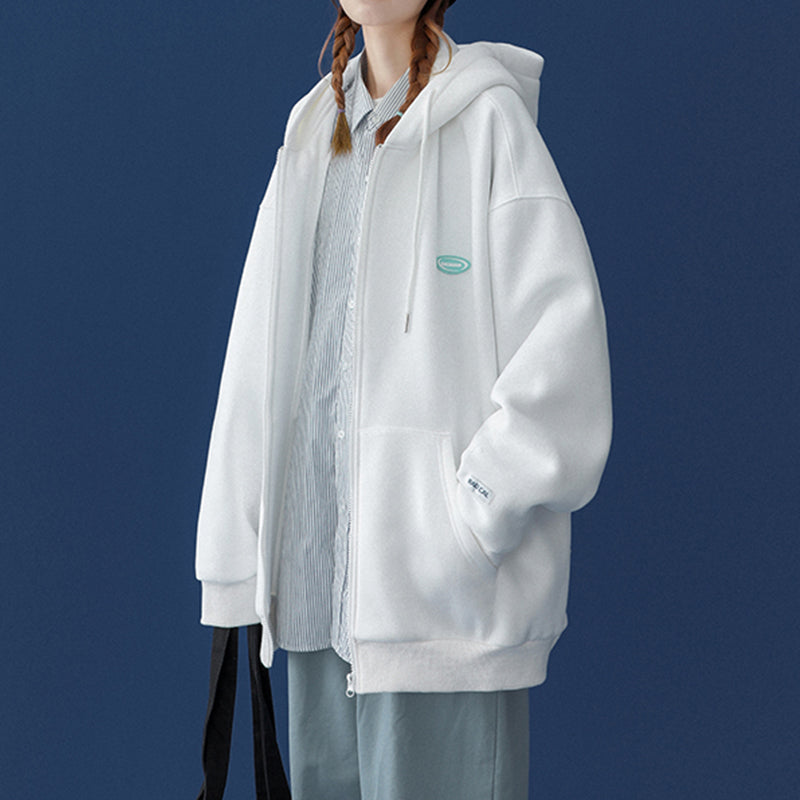 NTG Fad M (40-50KG) / White ZIP UP LOOSE HOODED OVERSIZE
