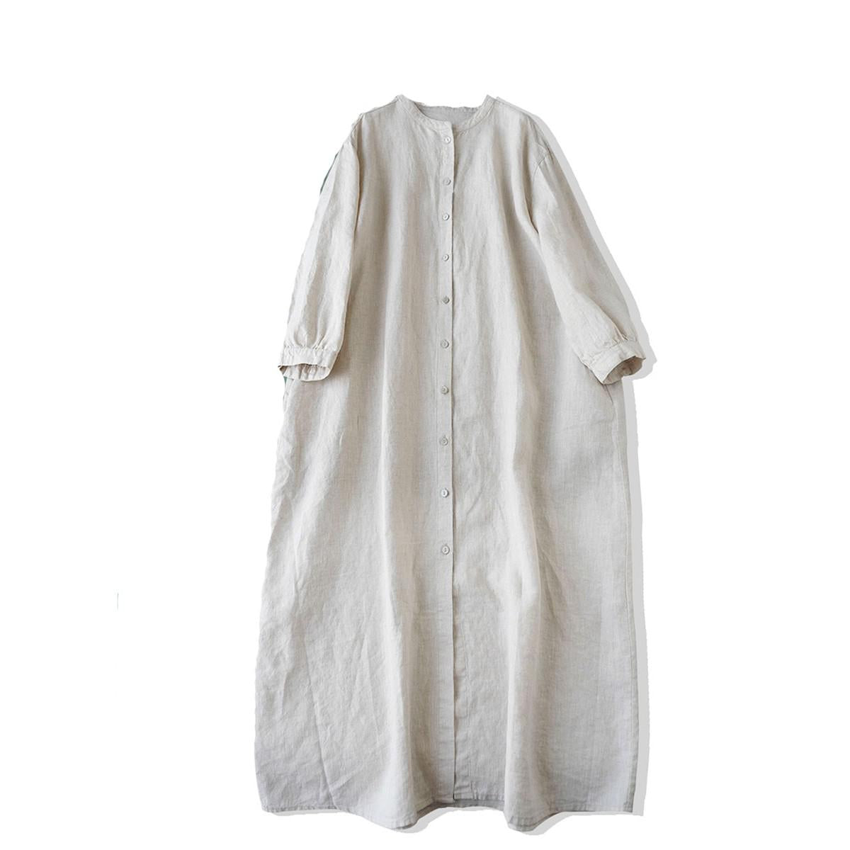 NTG Fad M / Apricot Casual Women's Shirt Loose Solid Color Medium Long Blouses Cotton Linen