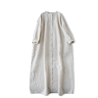 NTG Fad M / Apricot Casual Women's Shirt Loose Solid Color Medium Long Blouses Cotton Linen