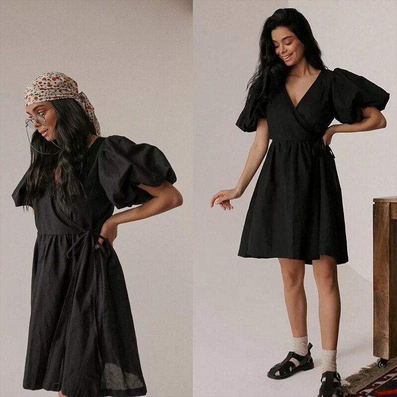 NTG Fad M / Black Short Patern Vintage 100% Cotton Women'S Dress