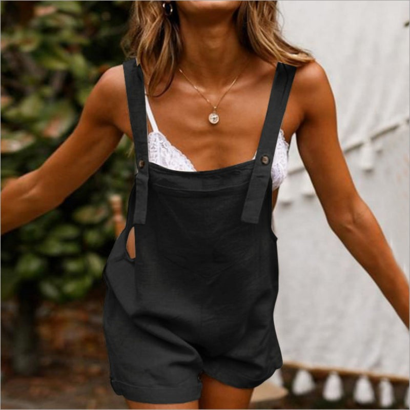 NTG Fad M / Black Summer New Cool Cotton Linen One Piece Comfortable Rompers