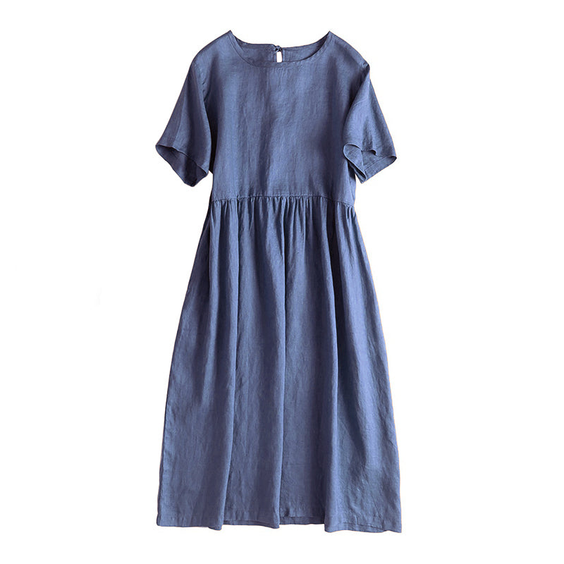 NTG Fad M / Blue City Girls Fashion Cotton Linen Dress With Pockets