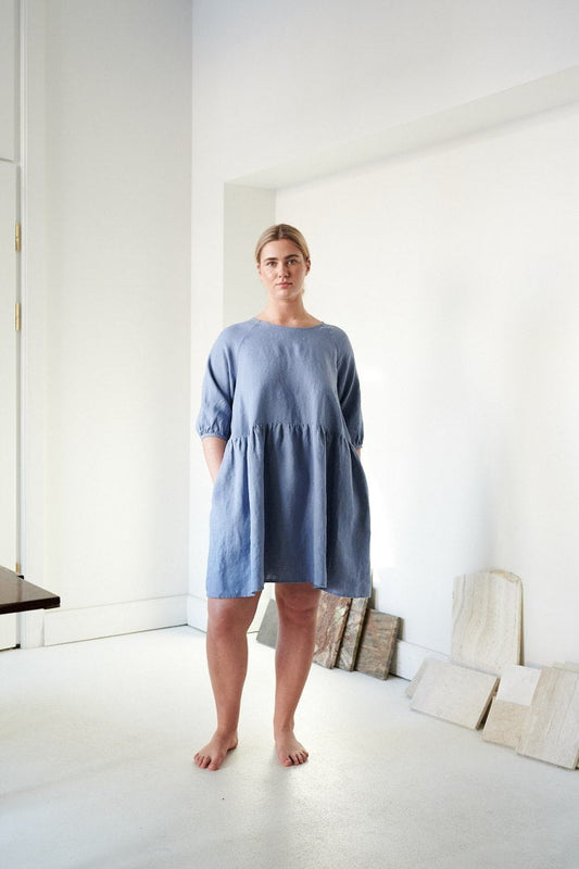 NTG Fad M / Blue Three-Quarter Sleeves Side Pockets Beth Sky Blue Dress