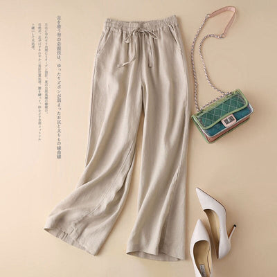 NTG Fad M / Creamy-White Cotton Linen Women Pants