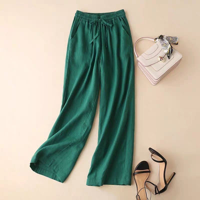 NTG Fad M / Green Cotton Linen Women Pants