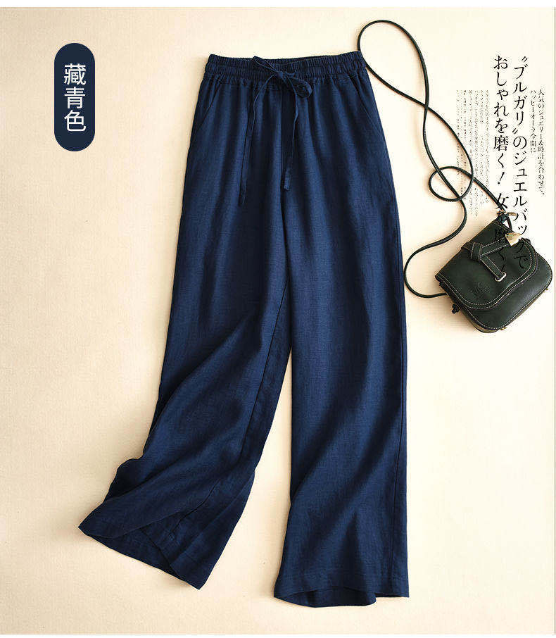 NTG Fad M / Navy Cotton Linen Women Pants