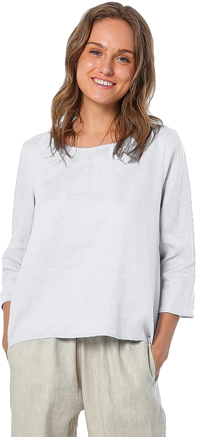 NTG Fad M / White Linen Casual Loose Top