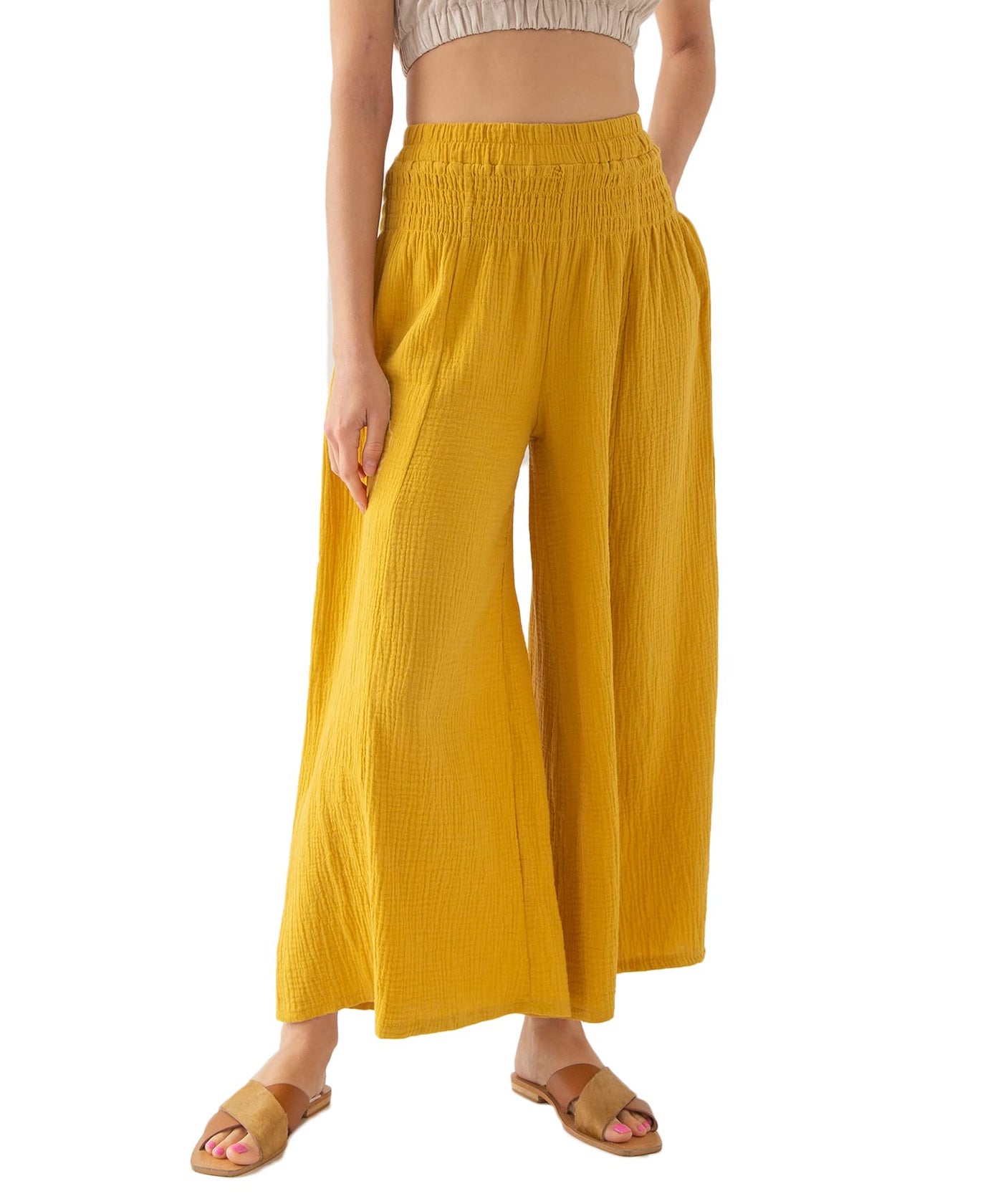 NTG Fad M / Yellow Cotton Linen Boho Pants