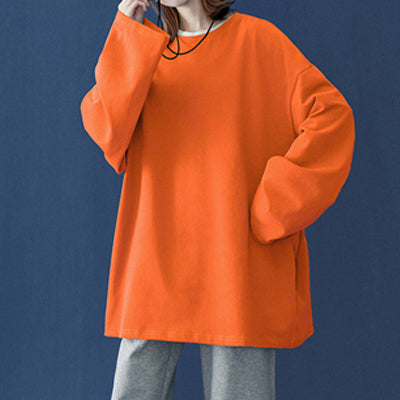 NTG Fad Orange / M (40-45KG) LEGIBLE Autumn Long Sleeve T-Shirt Women Basic Tee Shirt Oversize T Shirt Women Casual O-neck Women Tshirt