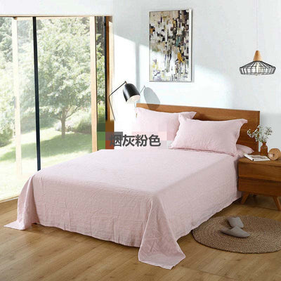 NTG Fad Pink / Flat Bed Sheet / Sheet 150x210cm 3pcs Natural LINEN Bedding Set 3pcs France Flax Bed Sheet Separately Breatherable Soft Farmhouse Bedding Solid Bedclothes TJ3795