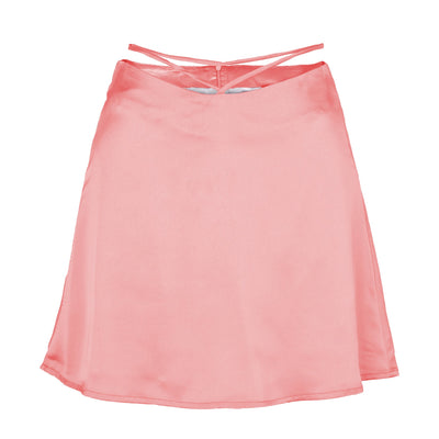 NTG Fad Pink / S New Solid Color Sexy Satin Skirt Fashion Lace Up Zipper High Wait Streetwear Casual Skirts