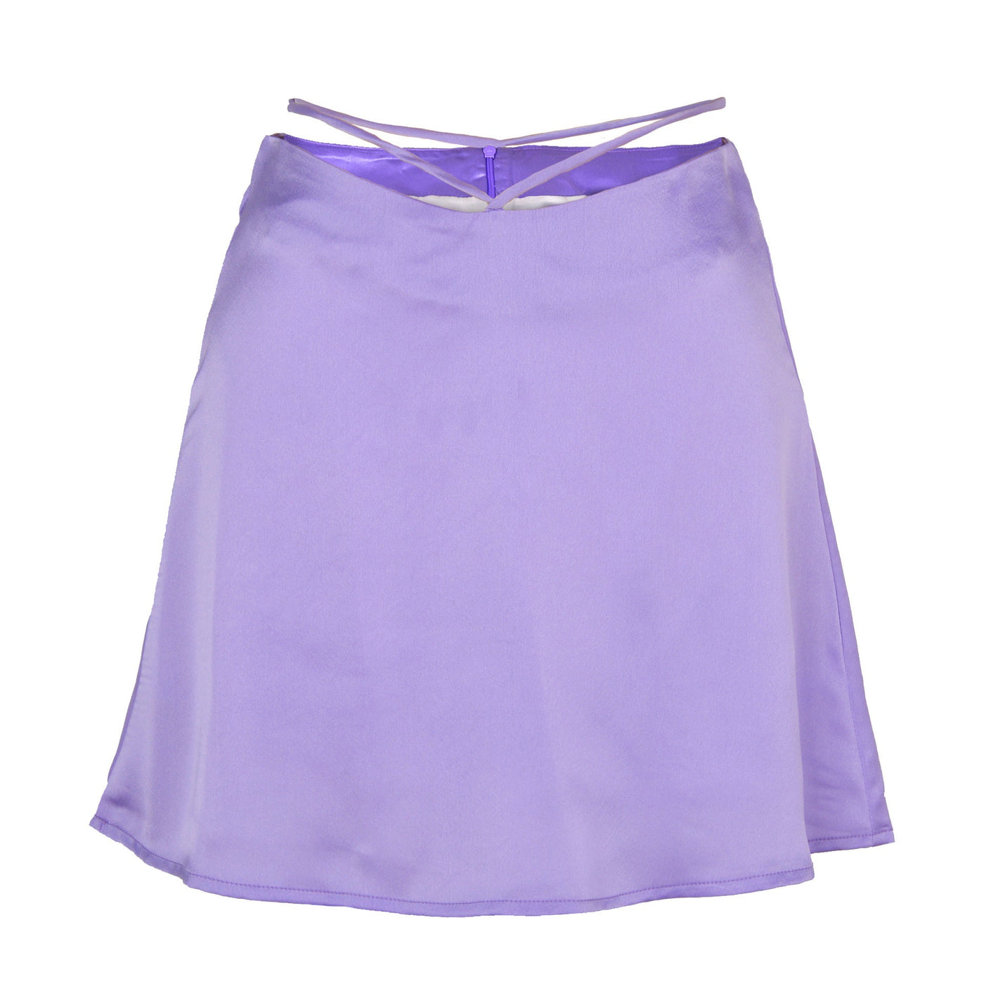 NTG Fad Purple / S New Solid Color Sexy Satin Skirt Fashion Lace Up Zipper High Wait Streetwear Casual Skirts