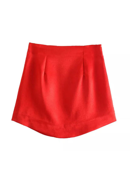 NTG Fad Red / S Fashion Red New Year High Waist Mini Skirts Woman Elegant Bodycon Sexy Skirt