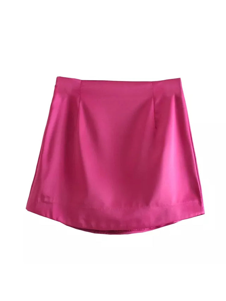 NTG Fad Rose Red / S Fashion Red New Year High Waist Mini Skirts Woman Elegant Bodycon Sexy Skirt