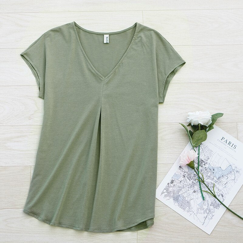 NTG Fad S / Army Green Cotton Women T-shirt 2022 Summer