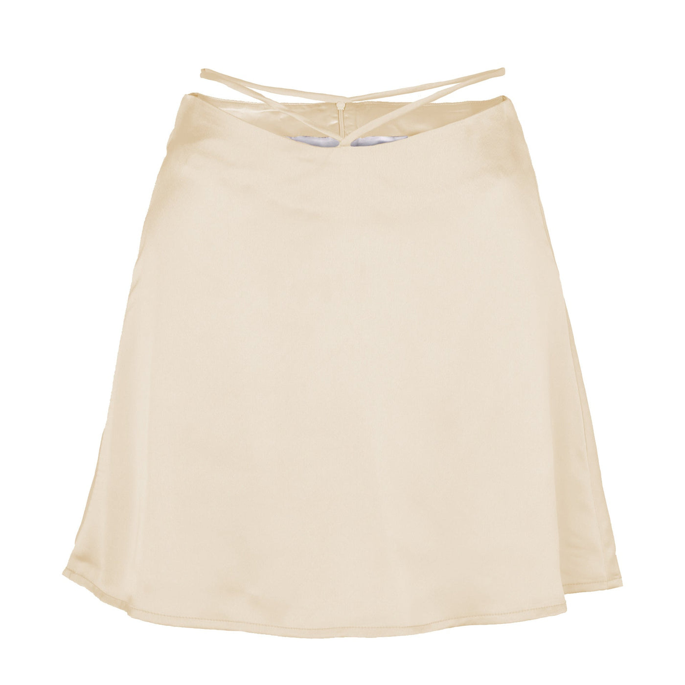 NTG Fad S / Beige New Solid Color Sexy Satin Skirt Fashion Lace Up Zipper High Wait Streetwear Casual Skirts