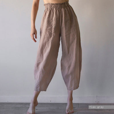 NTG Fad S / Beige Oversized Relaxed Fit 100% Linen Baggy Wide Graceful Pants