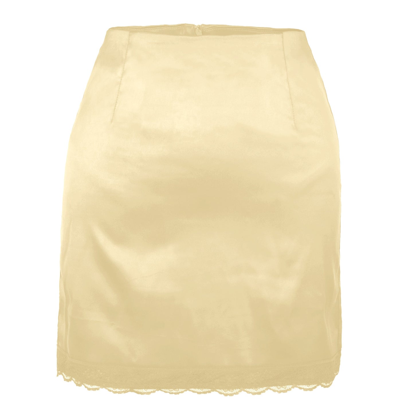 NTG Fad S / Beige Sexy Woman New Summer High Waist Satin Lace Bodycon Mini Skirt