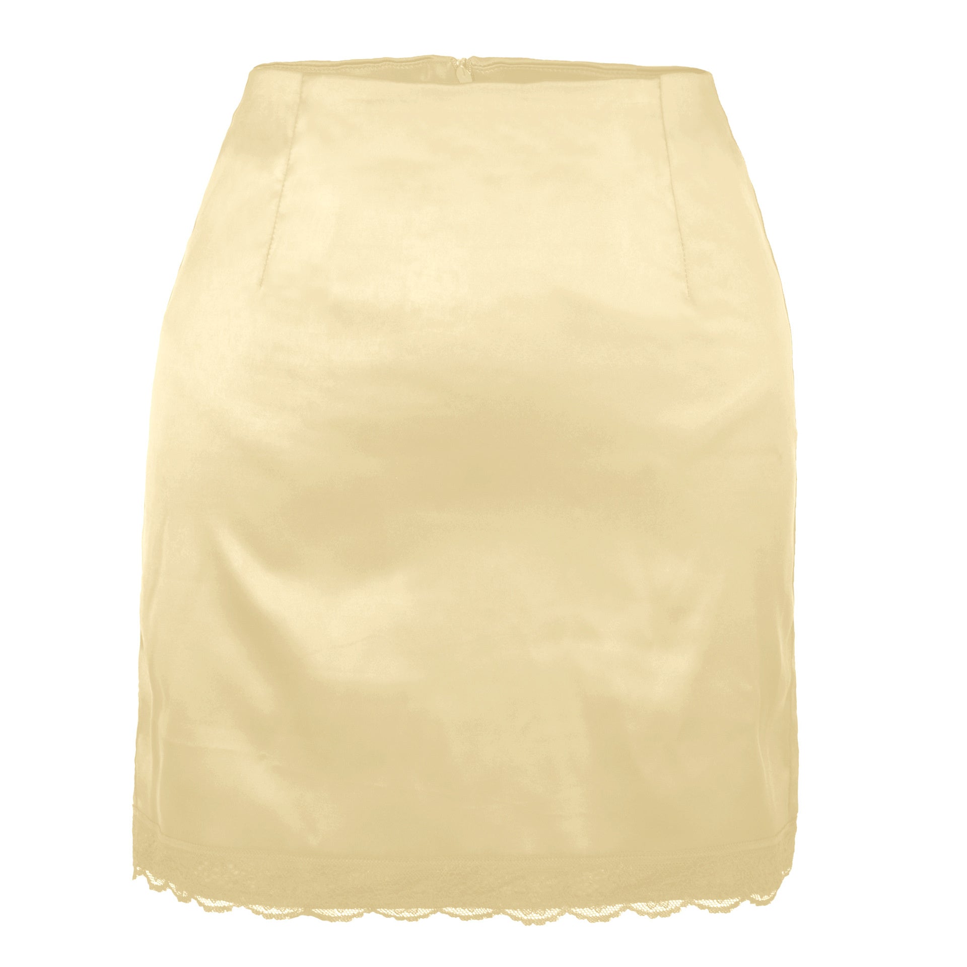NTG Fad S / Beige Sexy Woman New Summer High Waist Satin Lace Bodycon Mini Skirt