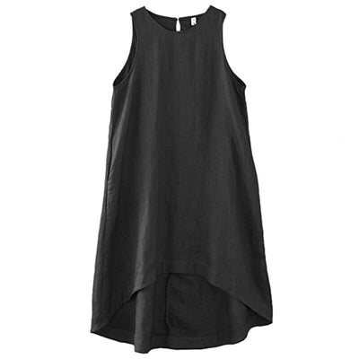 NTG Fad S / Black 100% Linen Elegant Dress With Pockets
