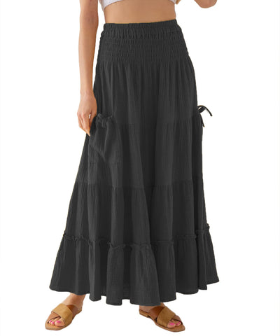 NTG Fad S / Black Amazhiyu Cotton Boho Pockets Skirt