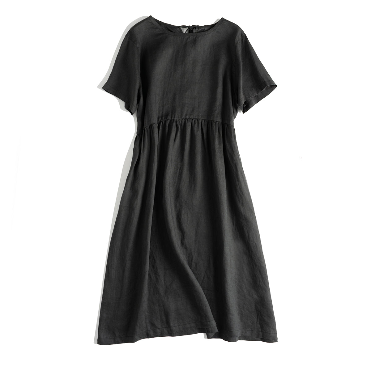 NTG Fad S / Black Cotton Linen Dress With Pockets