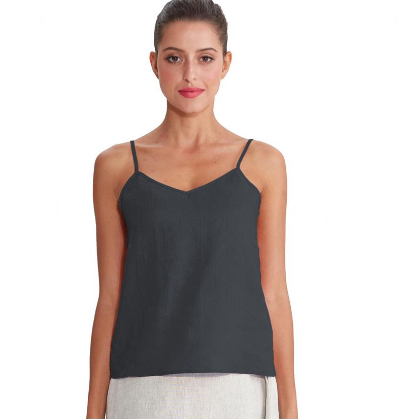 NTG Fad S / Black Linen Woven Tank Top