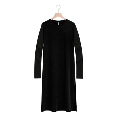 NTG Fad S / Black-Long sleeve Elegant Cotton Casual Dress