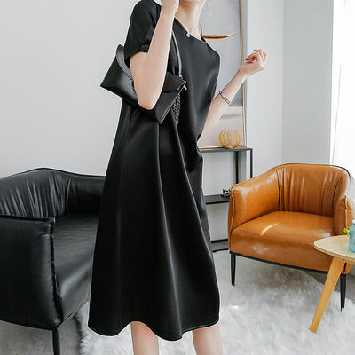 NTG Fad S / Black New Elegant Glossy Satin Dress