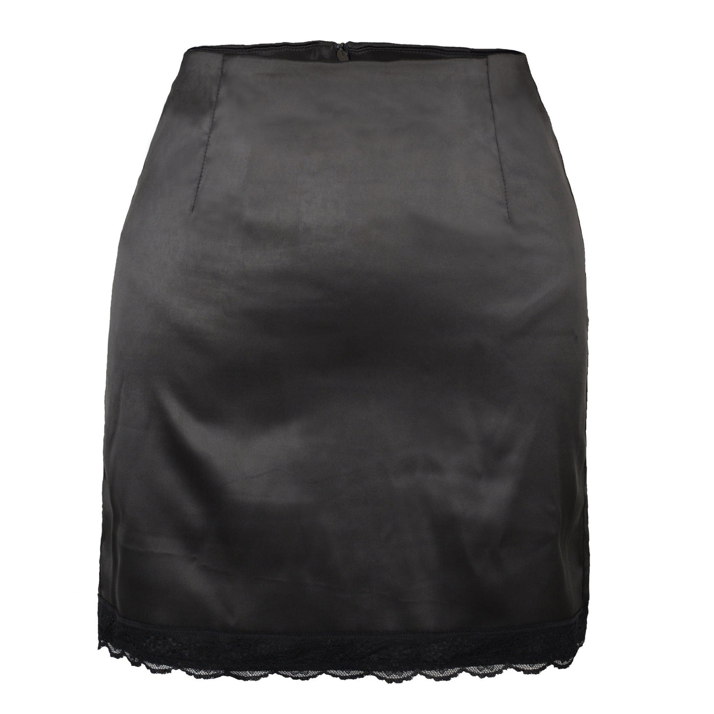 NTG Fad S / Black Sexy Woman New Summer High Waist Satin Lace Bodycon Mini Skirt