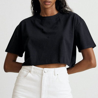 NTG Fad S / Black Vintage 100% Cotton Oversized Sleeve Tees Black Streetwear Top