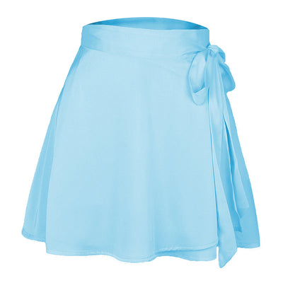 NTG Fad S / Blue High Waisted Short Skirt Solid Purple Satin Silk Elegant Ladies Office Skirts