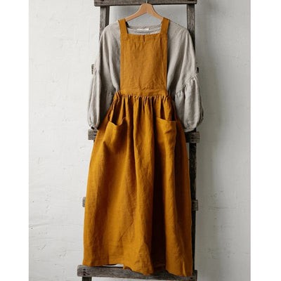 NTG Fad S / Camel Linen Vintage Overall Dress