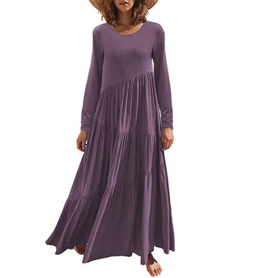 NTG Fad 紫色 / S COTTON ROUND NECK DRESS