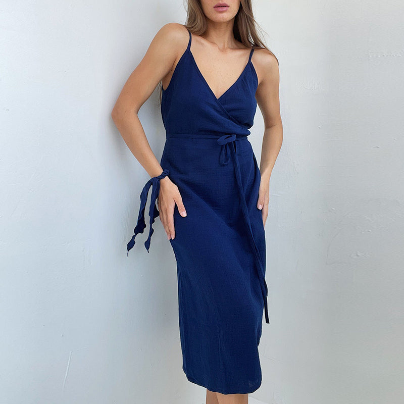 NTG Fad S / Dark Blue Cotton Vintage Women'S Dress