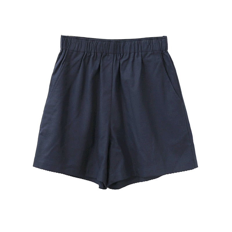 NTG Fad S / Dark Blue Vintage Cotton Linen Women Shorts