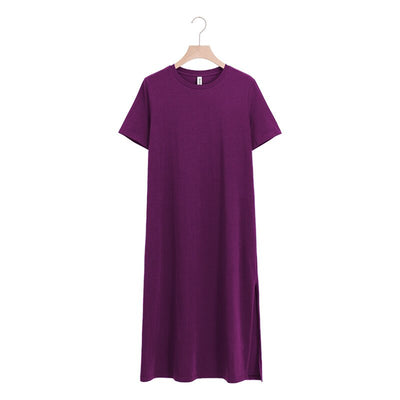 NTG Fad S / Dark Purple Elegant Cotton Casual Dress