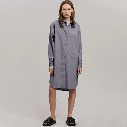 NTG Fad S / Gray 100% COTTON SHIRT DRESS