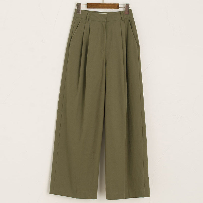 NTG Fad S / Green COTTON CASUAL STRAIGHT PANTS