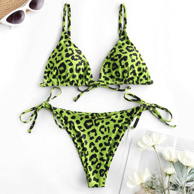 NTG Fad S / Green Dot New Snake Leopard Print Bikini
