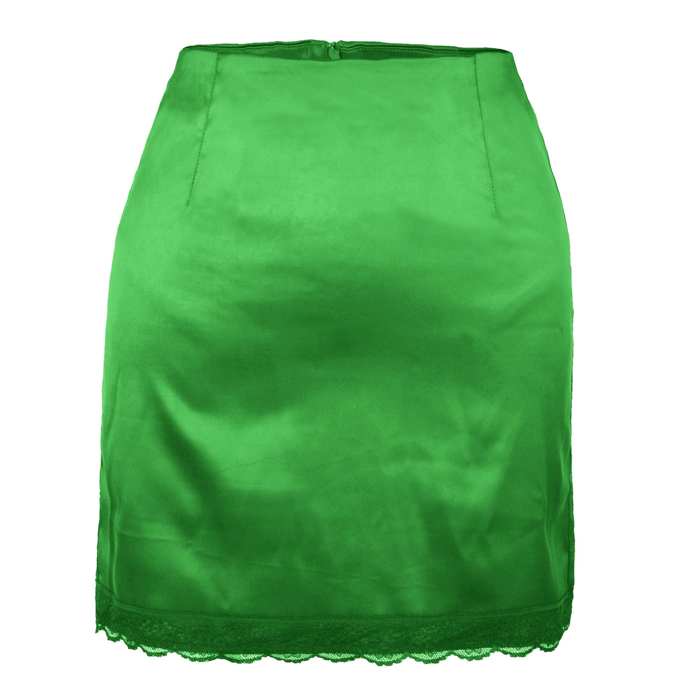 NTG Fad S / Green Sexy Woman New Summer High Waist Satin Lace Bodycon Mini Skirt