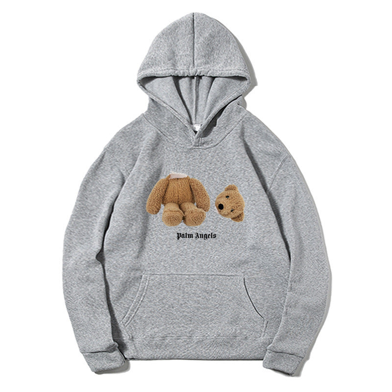 NTG Fad S / Grey Bear Teddy Bear Print Hoodie Sweatshirt